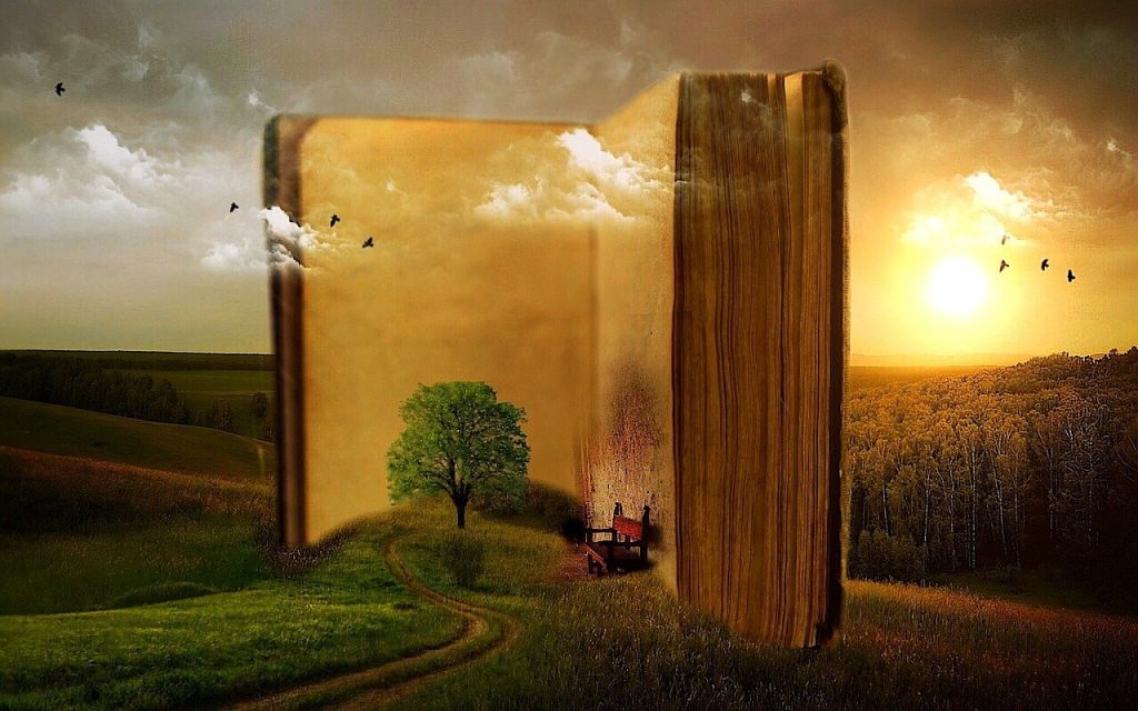 fondo fantasía de libro. libros raros que no todos entienden